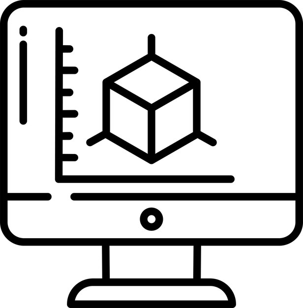 Ilustración vectorial de contorno sólido de software 3D