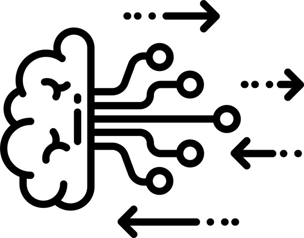 Ilustración vectorial del contorno sólido de la tecnología AI
