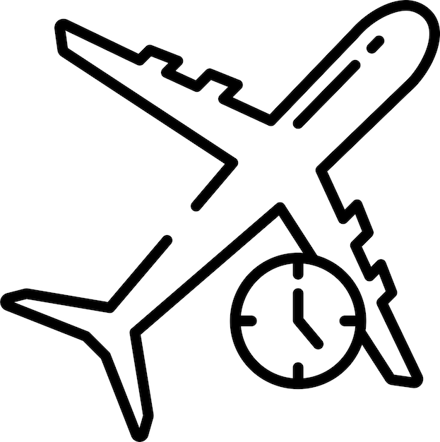 Ilustración vectorial del contorno sólido del tiempo de vuelo