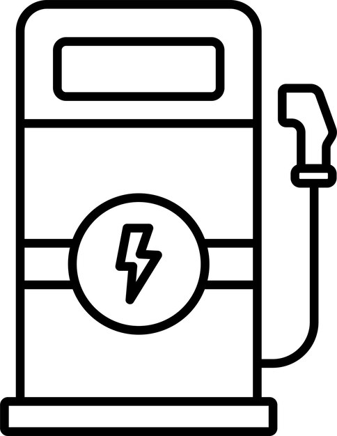 Ilustración vectorial del contorno sólido de las ubicaciones de EV