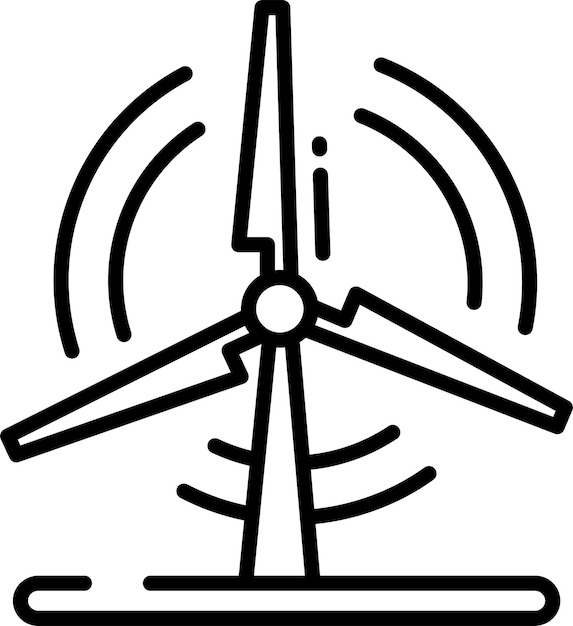 Ilustración vectorial del contorno de la turbina eólica