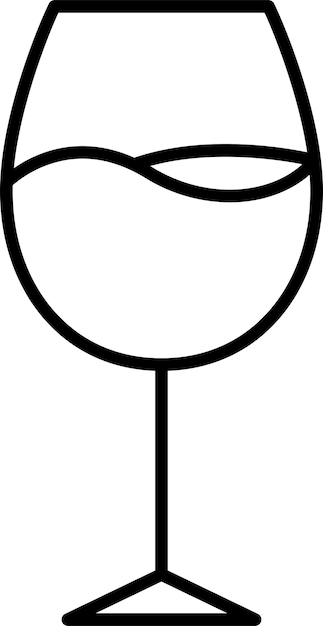 Vector ilustración vectorial del contorno del vidrio sólido del vino