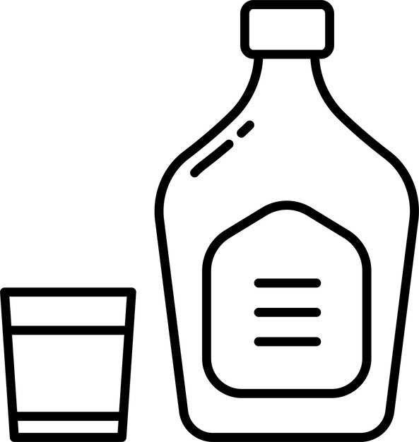 Ilustración vectorial del contorno del vidrio sólido del whisky
