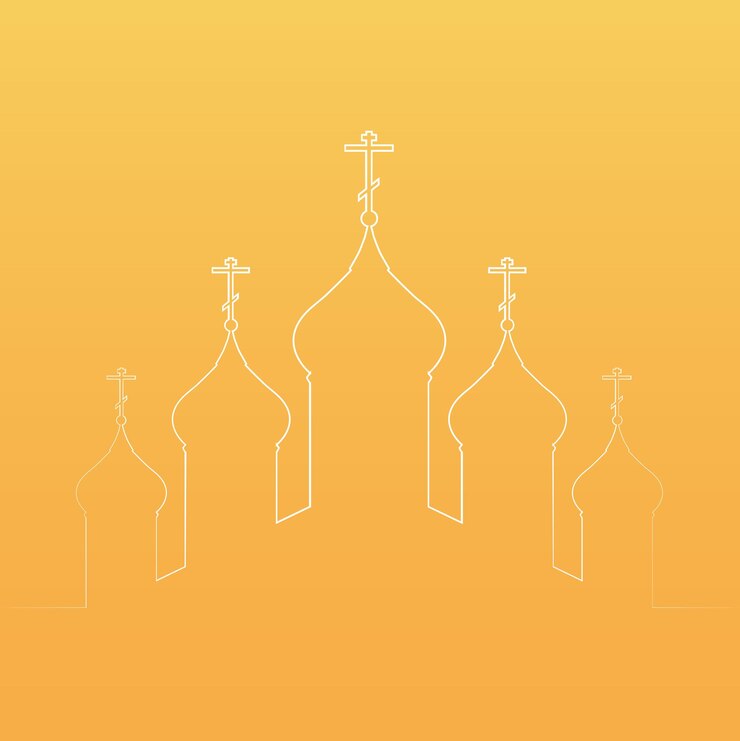 Vector ilustración vectorial con los contornos de la iglesia ortodoxa para infografías, tarjetas de felicitación