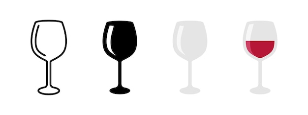 Ilustración vectorial de una copa de vino vacía de un cóctel de alcohol Símbolo sencillo de vino Bebida alcohólica