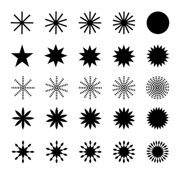 Ilustración vectorial de copos de nieve y estrellas