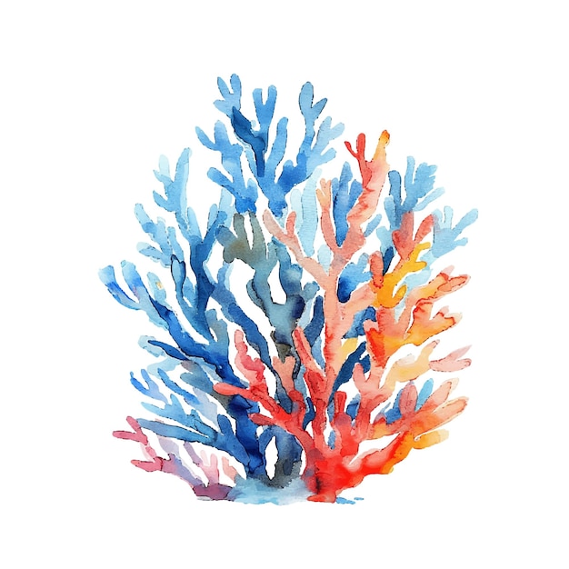 Ilustración vectorial de coral bajo el agua en estilo acuarela
