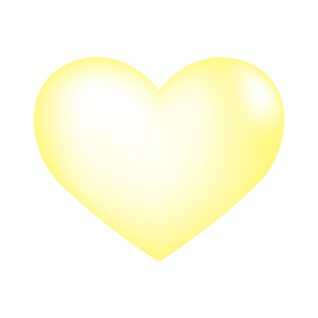 Ilustración vectorial de corazón amarillo brillante sobre fondo blanco