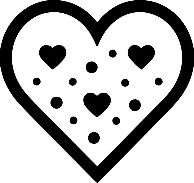 Vector ilustración vectorial de corazón en blanco y negro