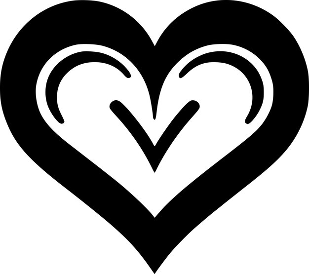 Ilustración vectorial de corazón en blanco y negro