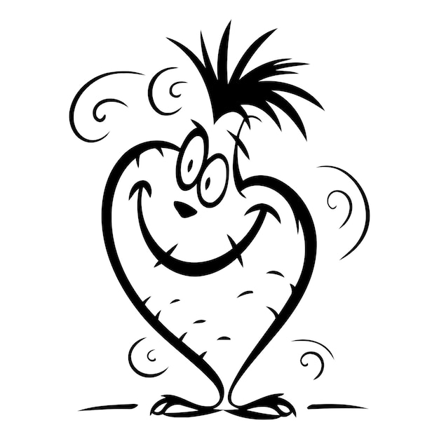 Vector ilustración vectorial de un corazón con una cara graciosa aislada sobre un fondo blanco