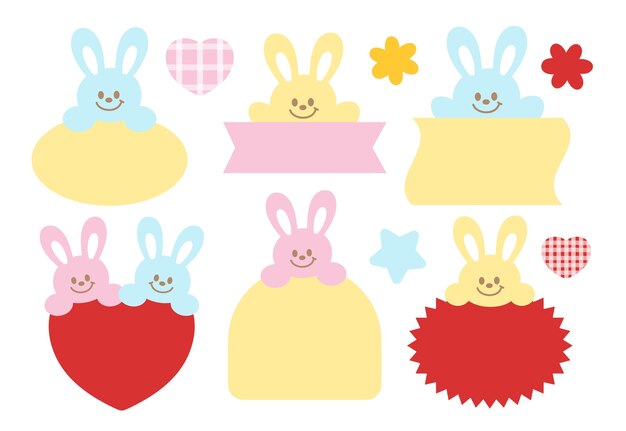 Ilustración vectorial de corazón de conejo espacio en blanco para personajes de dibujos animados burbujas de texto de cómics mascotas de Pascua