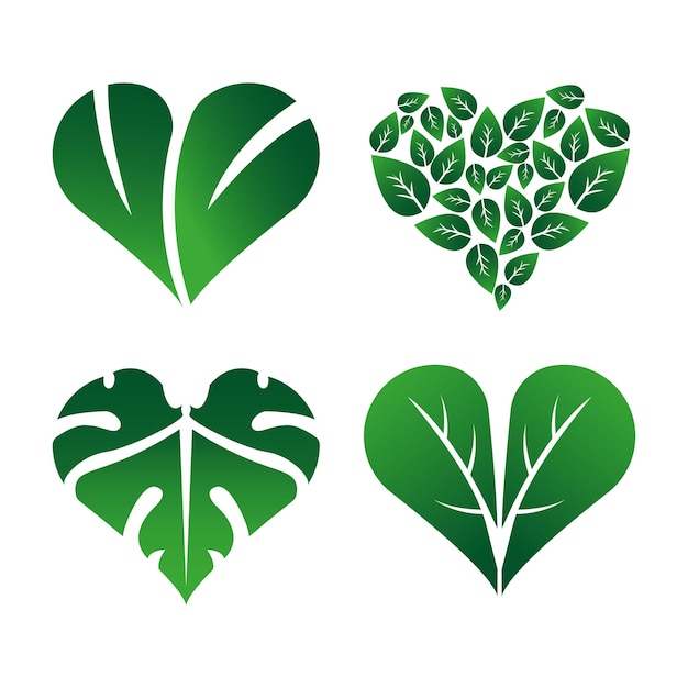 Ilustración vectorial del corazón hecho de hojas