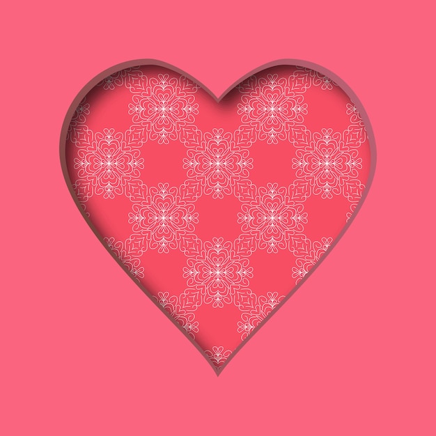 Ilustración vectorial con un corazón recortado y un patrón abstracto en el fondo