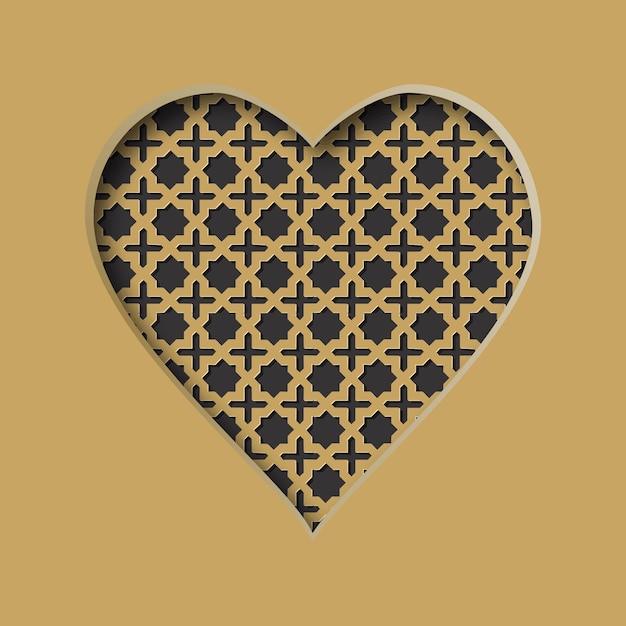 Ilustración vectorial con un corazón recortado y un patrón abstracto en el fondo