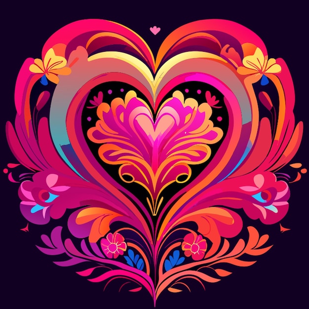 Vector ilustración vectorial de corazón romántico de estilo llamativo