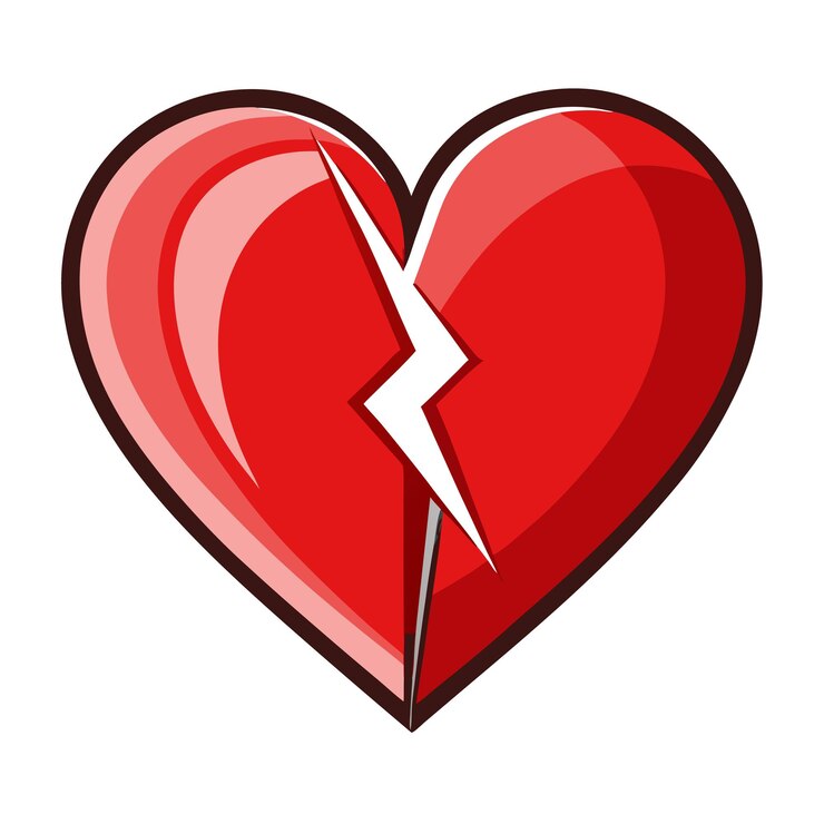 Vector ilustración vectorial de corazón roto y corazón envuelto en rojo con cinta azul para el diseño del día de san valentín
