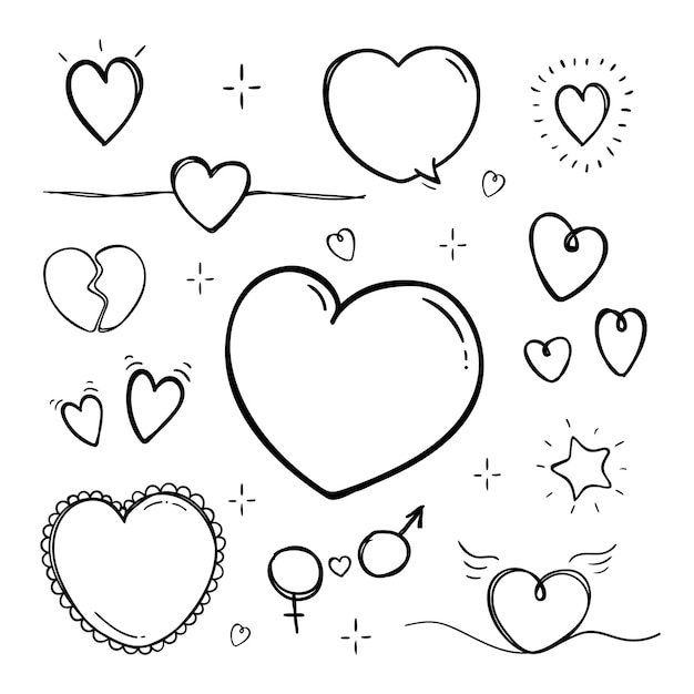 Ilustración vectorial de corazones Arte de dibujos dibujados