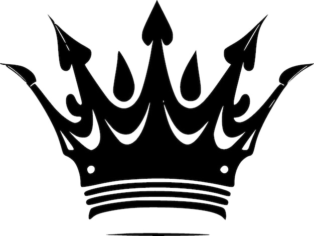 Ilustración vectorial de corona en blanco y negro