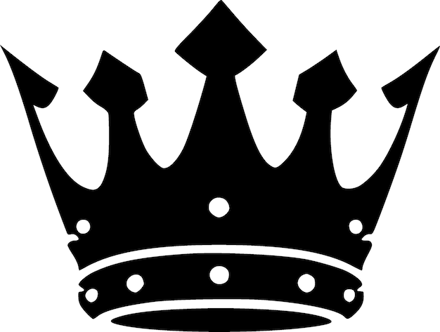 Ilustración vectorial de corona en blanco y negro