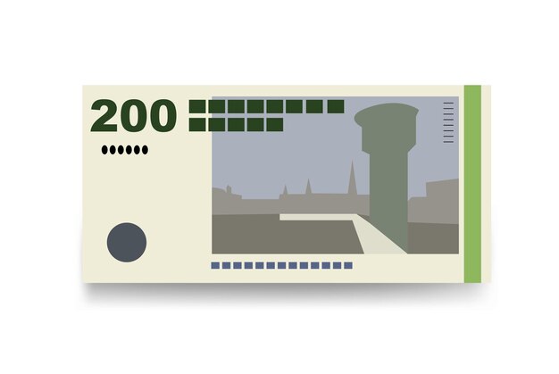 Ilustración vectorial de la corona danesa dinamarca groenlandia feroe conjunto de dinero conjunto de billetes 200 kr