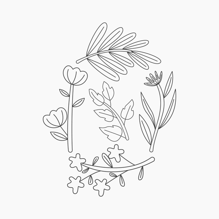 Vector ilustración vectorial de una corona floral elemento botánico dibujado a mano aislado sobre fondo blanco