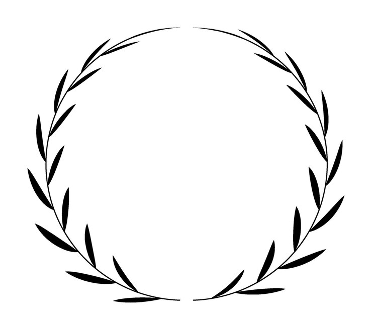 Ilustración vectorial de corona griega de laurel o oliva negra aislada sobre un fondo transparente Icono plano dibujado a mano Icono de corona heráldica Símbolo de recompensa de calidad de honor Logotipo de aniversario de silueta vectorial