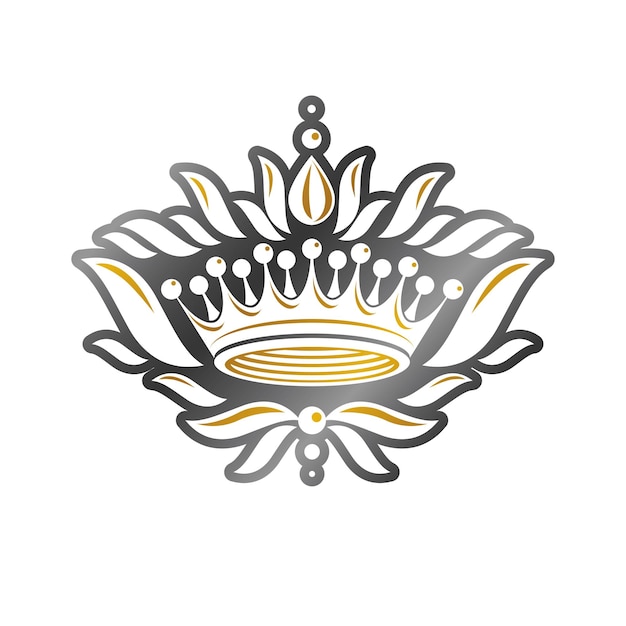 Ilustración vectorial de la corona imperial. Logotipo vintage heráldico. Logotipo antiguo aislado sobre fondo blanco.