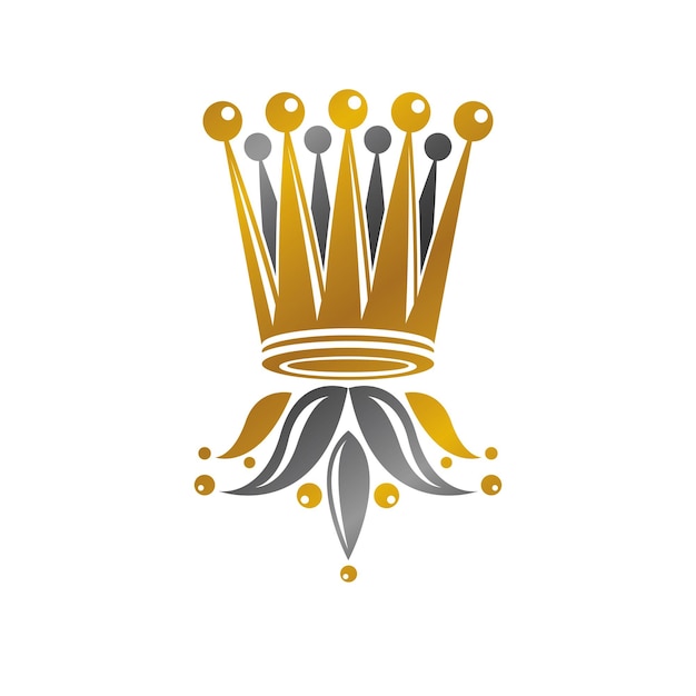 Ilustración vectorial de la corona imperial. Logotipo vintage heráldico. Logotipo antiguo aislado sobre fondo blanco.