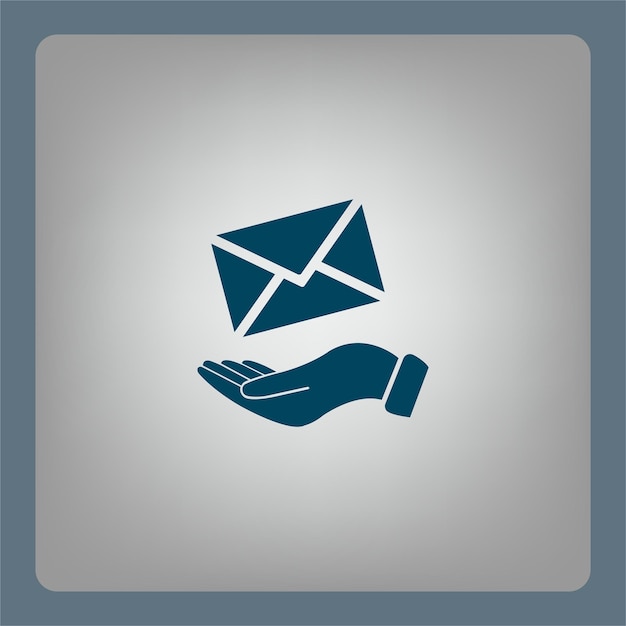 Ilustración vectorial de correo en mano en fondo gris Eps 10