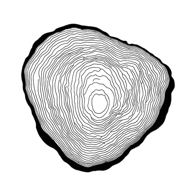 Ilustración vectorial de corte de troncos con patrón de anillos de árbol