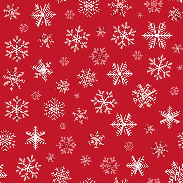 Ilustración vectorial sin costuras Copos de nieve sobre fondo rojo Para decorar postales de embalaje textil
