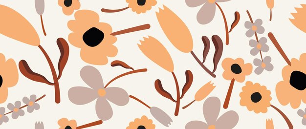 Ilustración vectorial sin costuras hermosas flores y hojas en un fondo claro plantilla imprimible linda ideal como un sable para tarjetas de diseño textil protectores de pantalla carteles etcx9xA