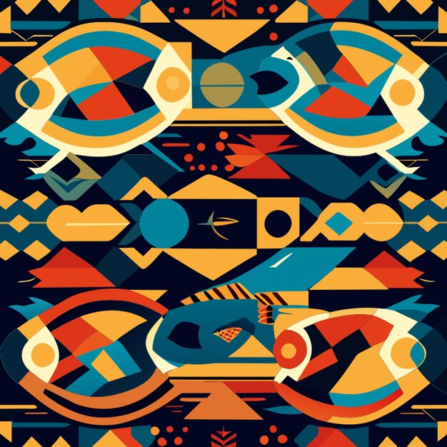 Vector ilustración vectorial sin costuras de peces en patrón kente