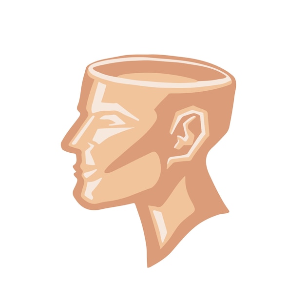 Vector ilustración vectorial del cráneo abierto de la cabeza vacía