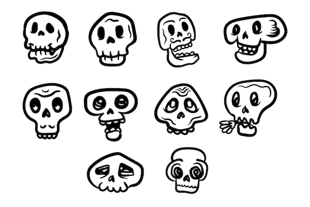 Ilustración vectorial de cráneo en blanco y negro