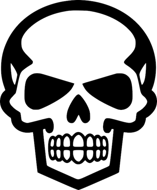Ilustración vectorial de cráneo en blanco y negro