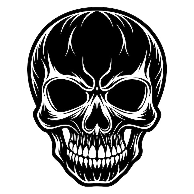 Ilustración vectorial del cráneo sobre fondo blanco de alta calidad