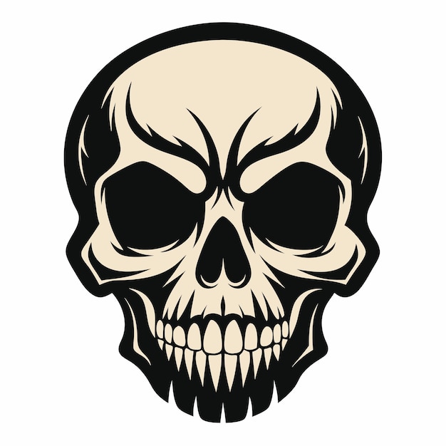 Ilustración vectorial del cráneo sobre fondo blanco de alta calidad