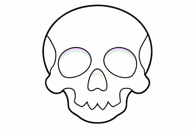 Ilustración vectorial de cráneos holográficos aspecto iridescente dibujos animados clip art amplificador de línea