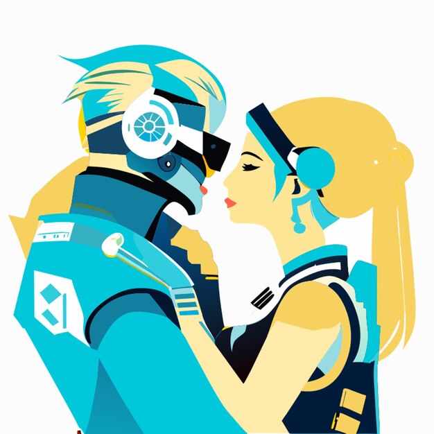 Vector ilustración vectorial de creación de amor cyberpunk