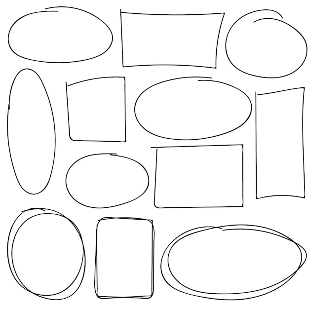 Ilustración vectorial creativa del conjunto de bocetos de líneas circulares dibujados a mano