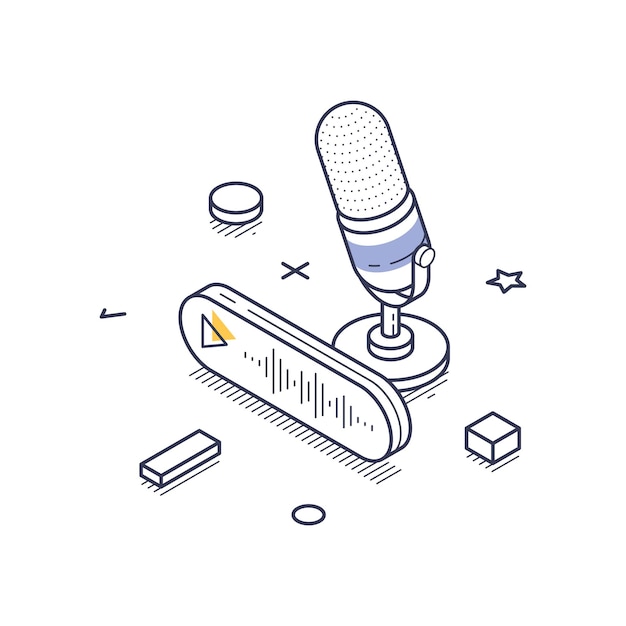 Ilustración vectorial creativa de elementos isométricos para la creación de contenido en un espacio de trabajo digital