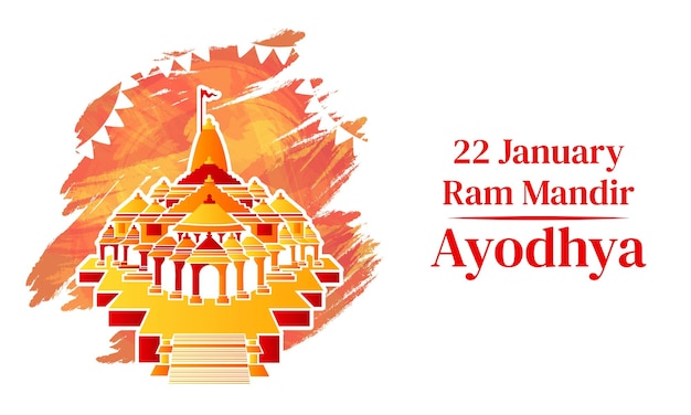 Ilustración vectorial creativa del templo Ayodhyas Ram Mandir en estilo pincel