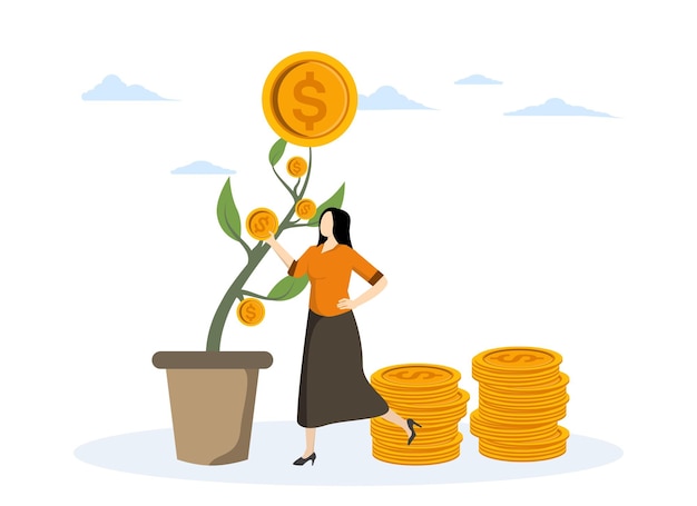 ilustración vectorial del crecimiento empresarial mediante la creación de un negocio sostenible o una inversión a largo plazo