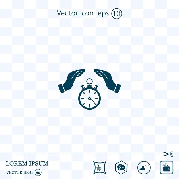 Ilustración vectorial del cronómetro en la mano Eps 10