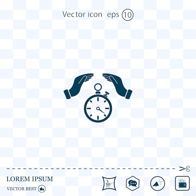Ilustración vectorial del cronómetro en la mano Eps 10