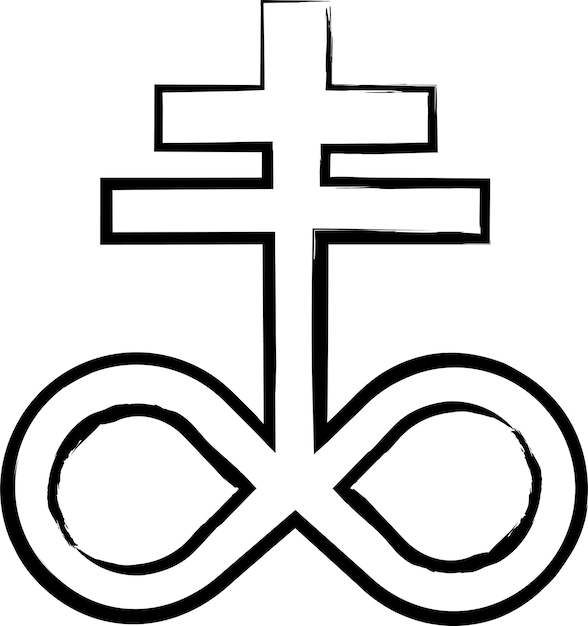 Vector ilustración vectorial de cruz satánica dibujada a mano