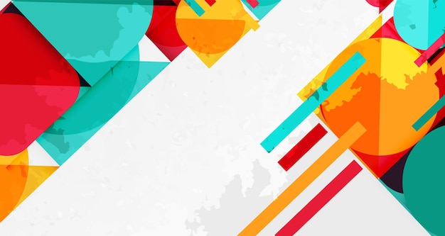Ilustración vectorial de cuadrados, círculos y triángulos y textura ruidosa granulada para el cartel de papel tapiz