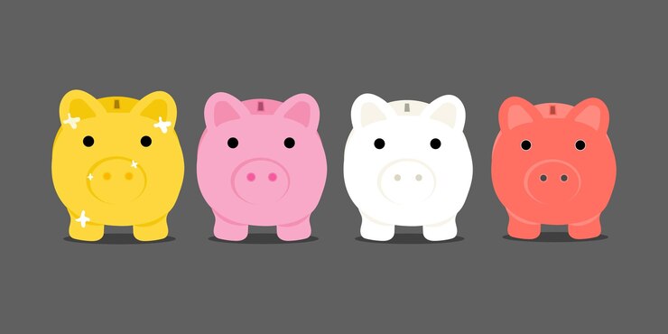 Ilustración vectorial de cuatro alcantarillas coloridas en amarillo, rosa, blanco y rojo